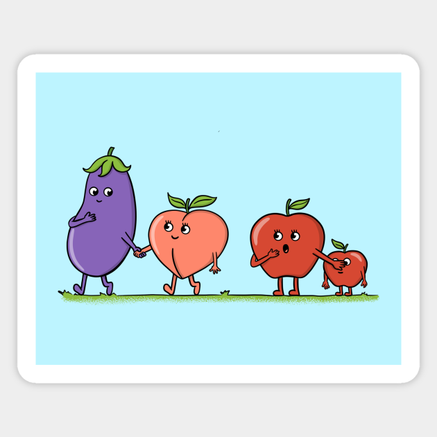 Emojis eggplant and peach Funny Sticker TeePublic
